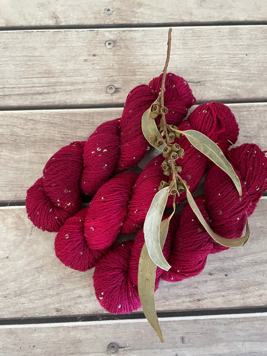 Bush Berries on merino bead and sequins - Yuja 8ply