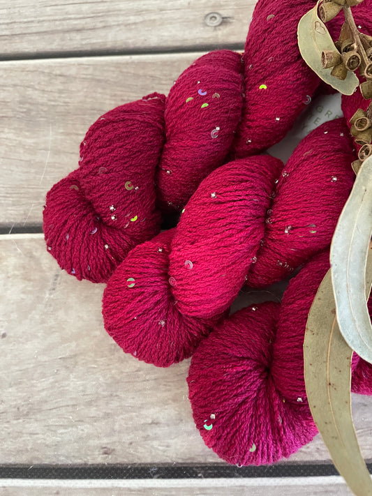 Bush Berries on merino bead and sequins - Yuja 8ply