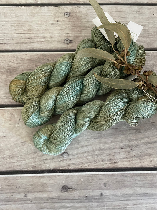 Sea Green - 3 ply pure silk yarn - Ginseng hl