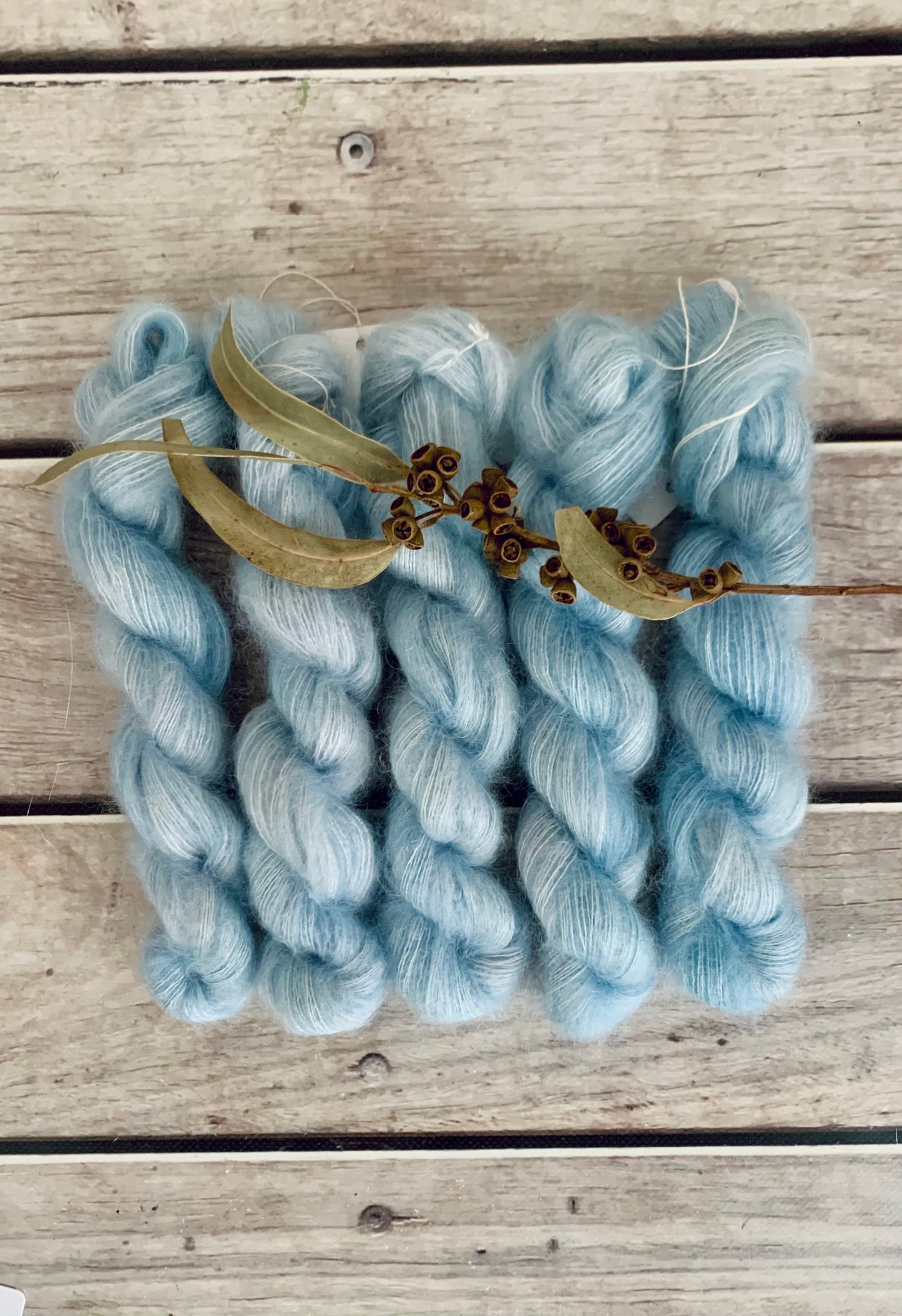 Ice Blue - on Shui Yun mini - silk/mohair - lace weight, 2 ply