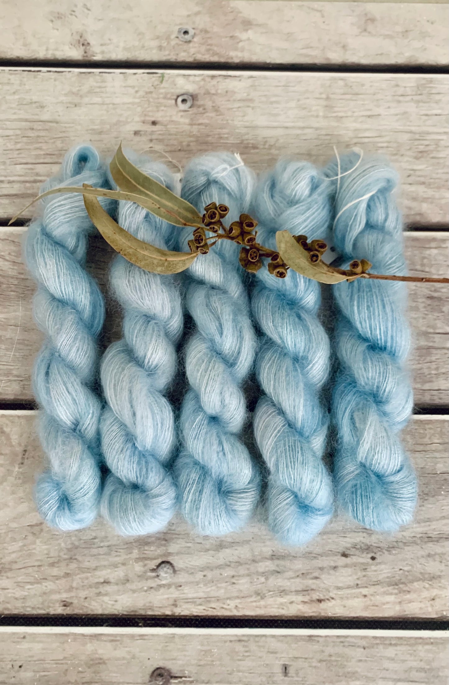Ice Blue - on Shui Yun mini - silk/mohair - lace weight, 2 ply