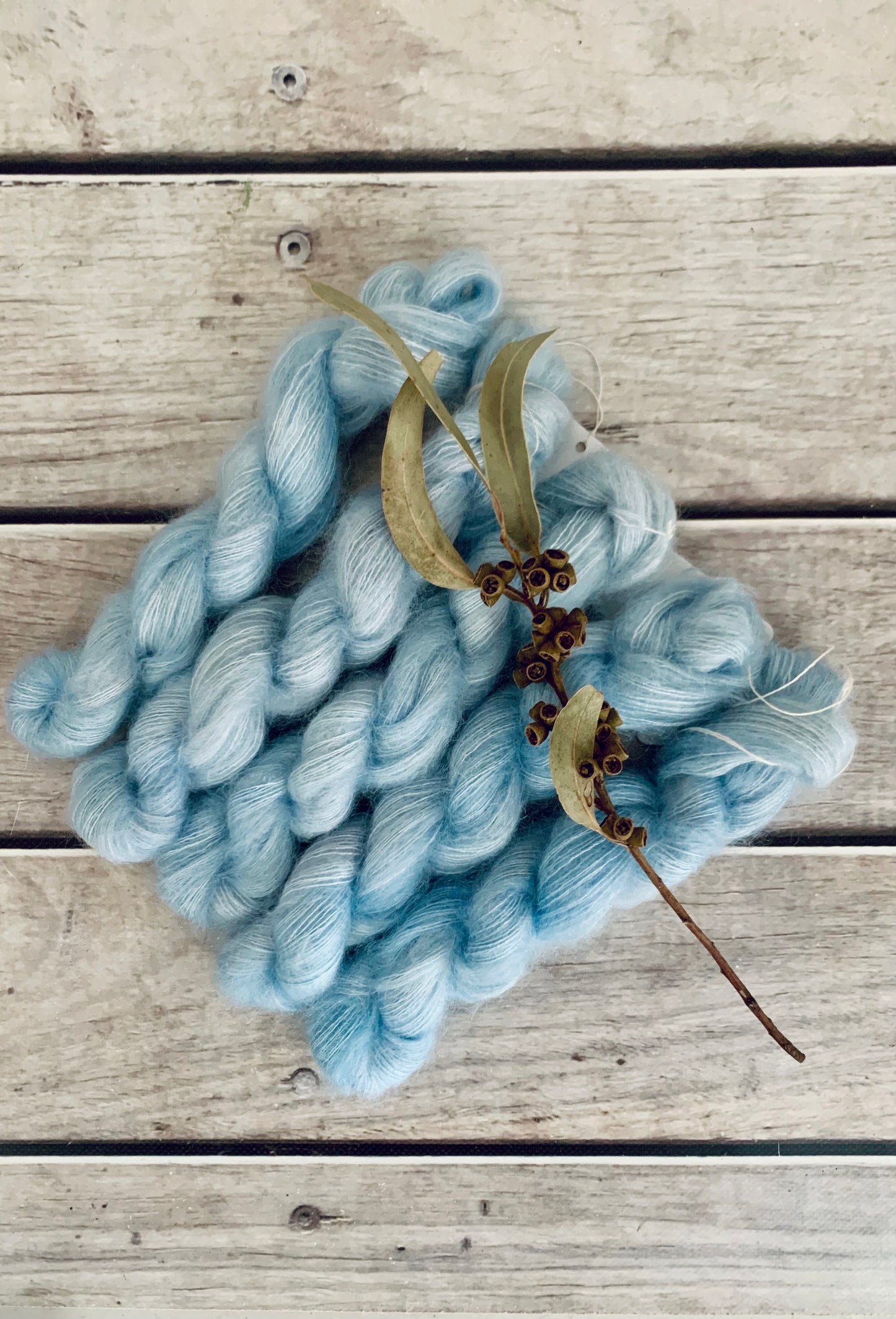 Ice Blue - on Shui Yun mini - silk/mohair - lace weight, 2 ply