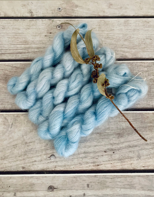 Ice Blue - on Shui Yun mini - silk/mohair - lace weight, 2 ply