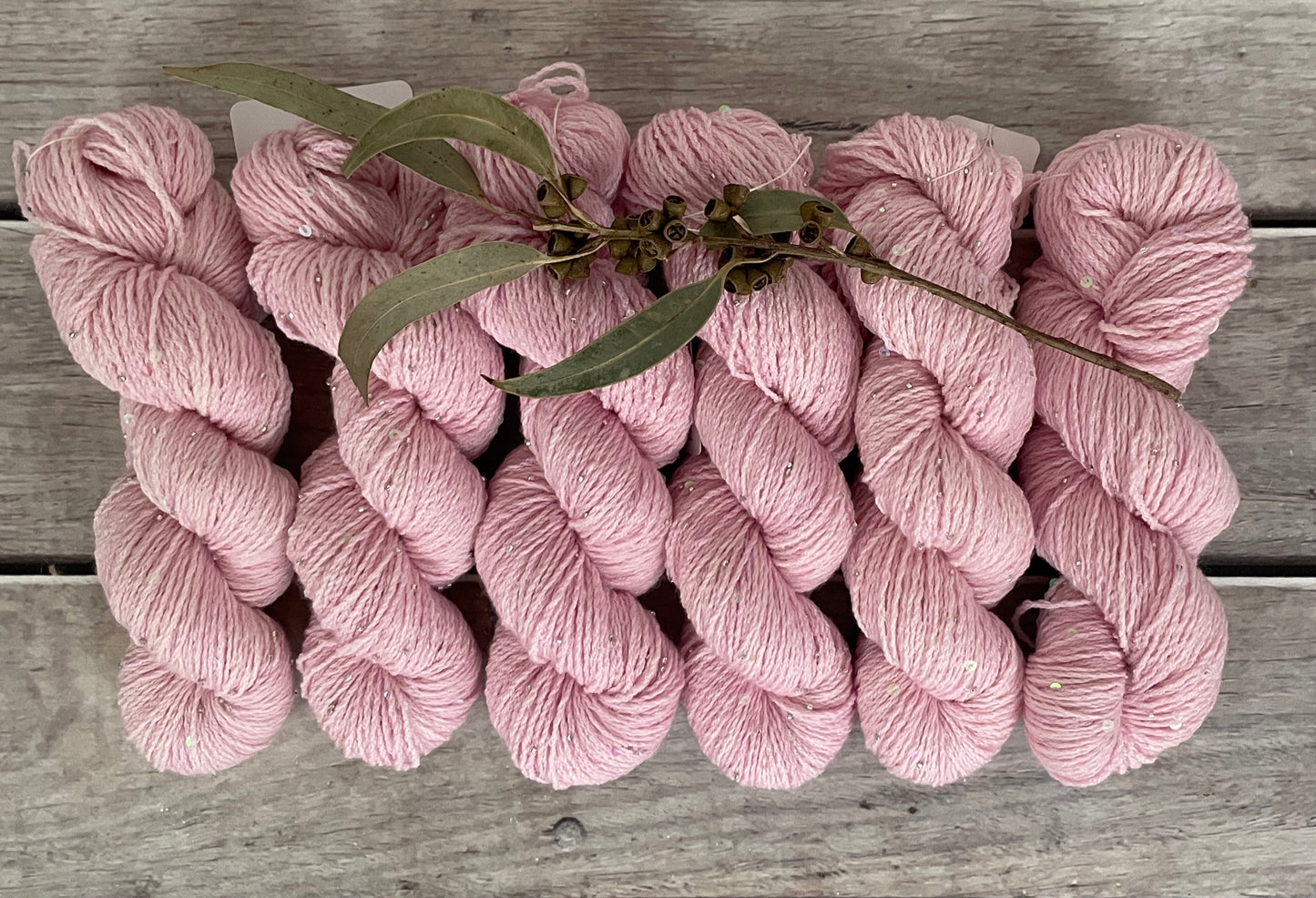 Pale Dragon on merino bead and sequins - Yuja 8ply