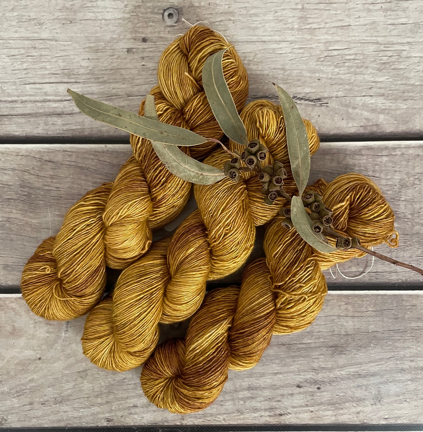 Golden Mustard on Merino and Silk 4 ply single - Osmanthus4