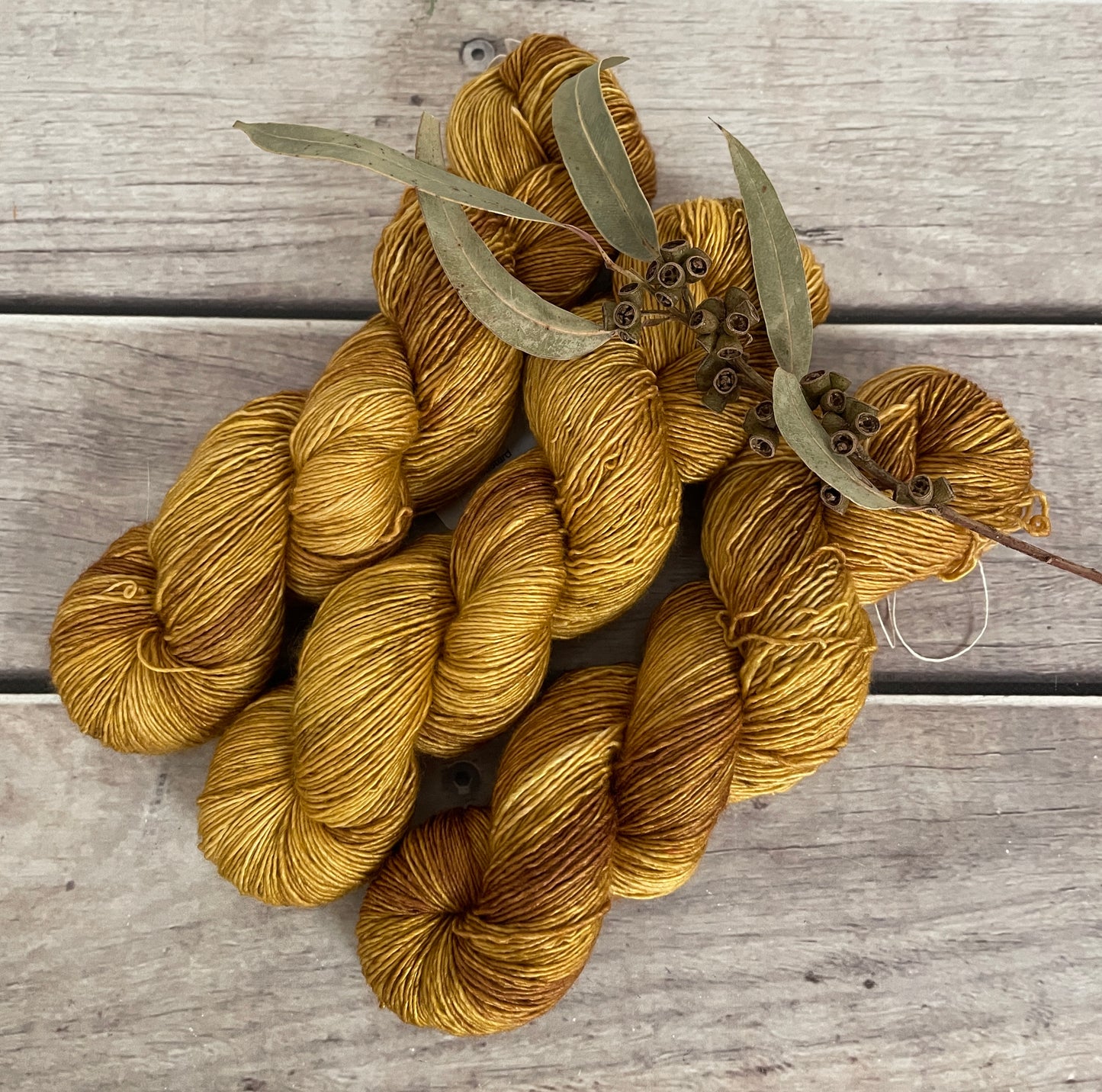 Golden Mustard on Merino and Silk 4 ply single - Osmanthus4