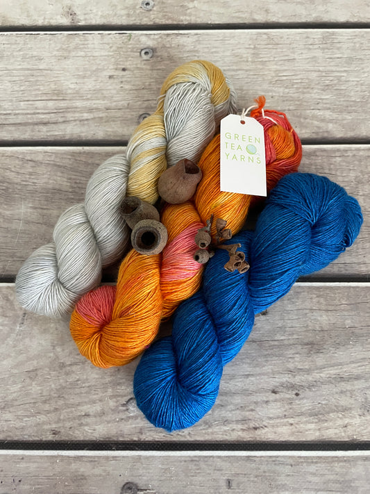 Azure Kingfisher - 3 skein set - 4 ply single/Osmanthus