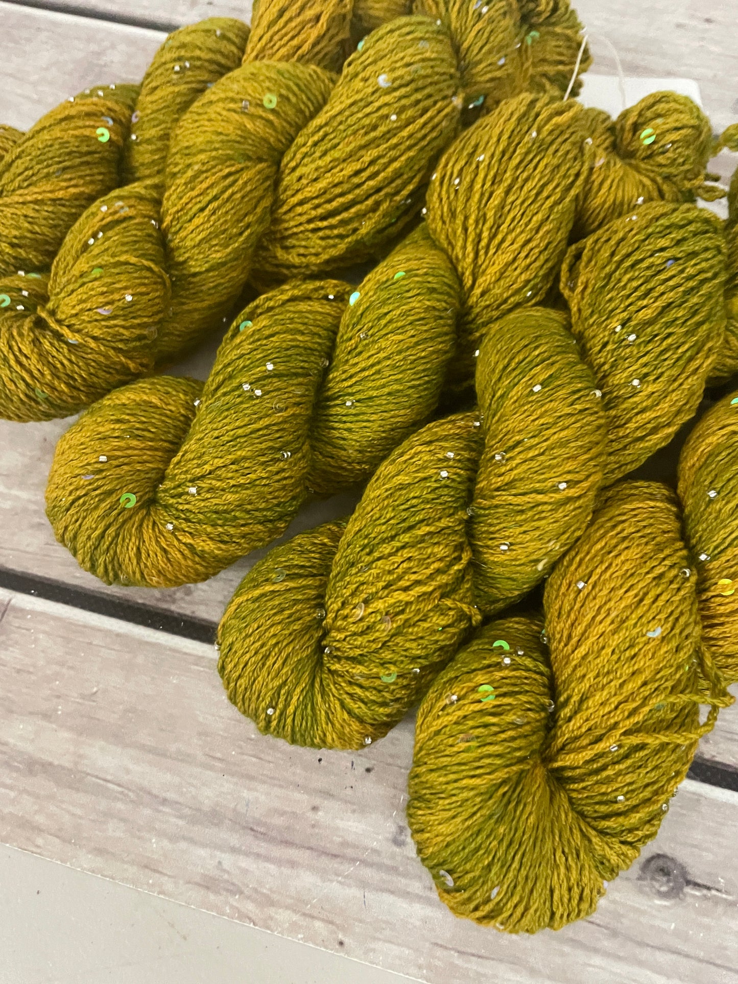 Dijon on merino bead and sequins - Yuja 8ply