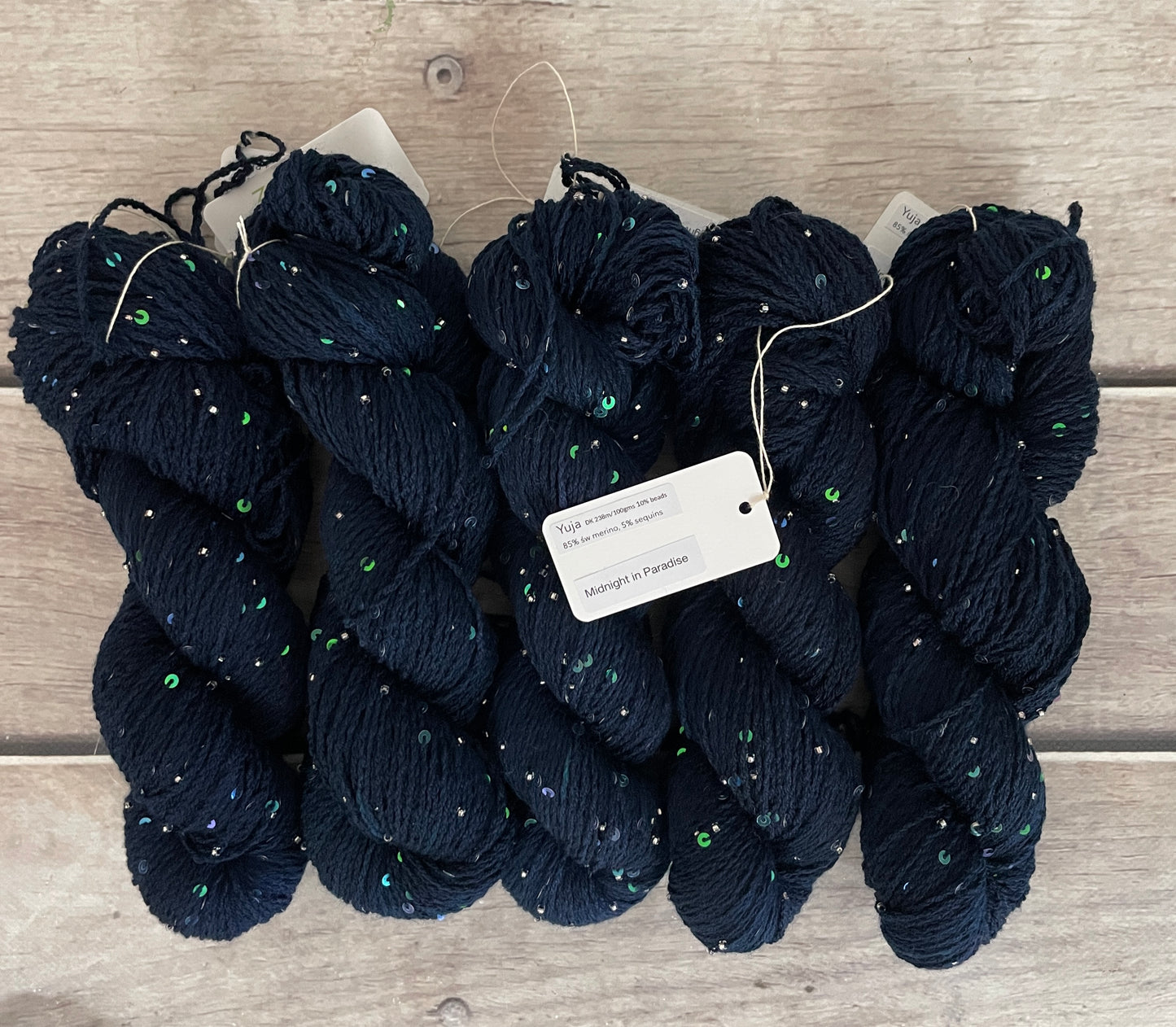 Midnight on merino bead and sequins - Yuja 8ply