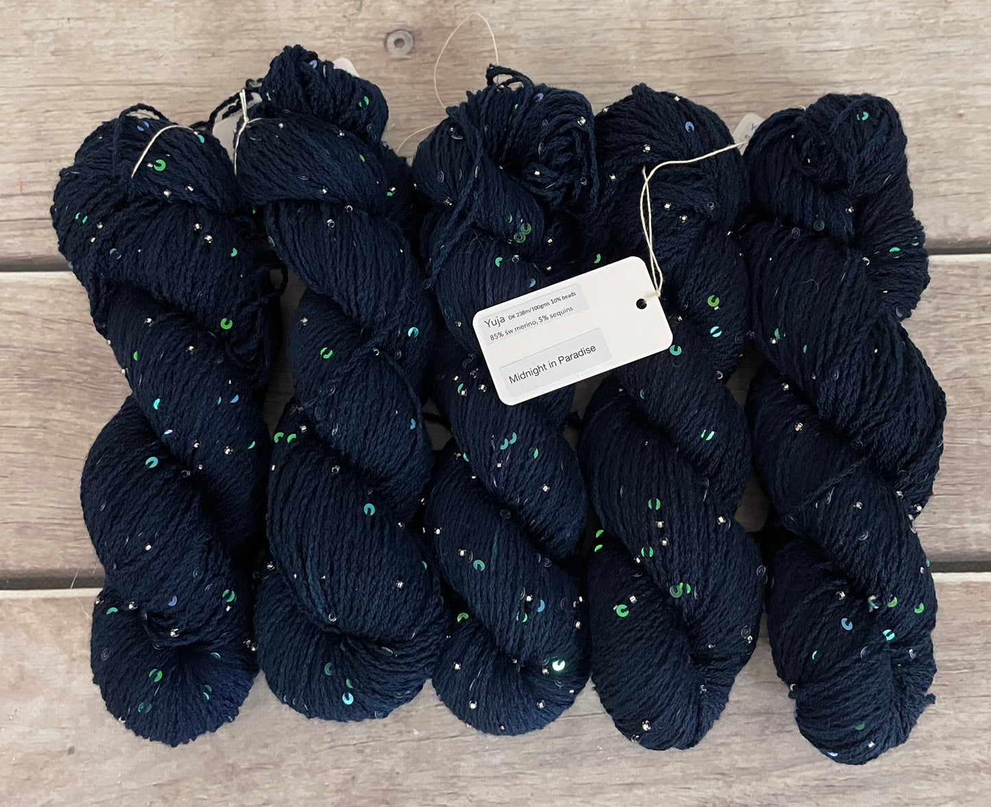 Midnight on merino bead and sequins - Yuja 8ply