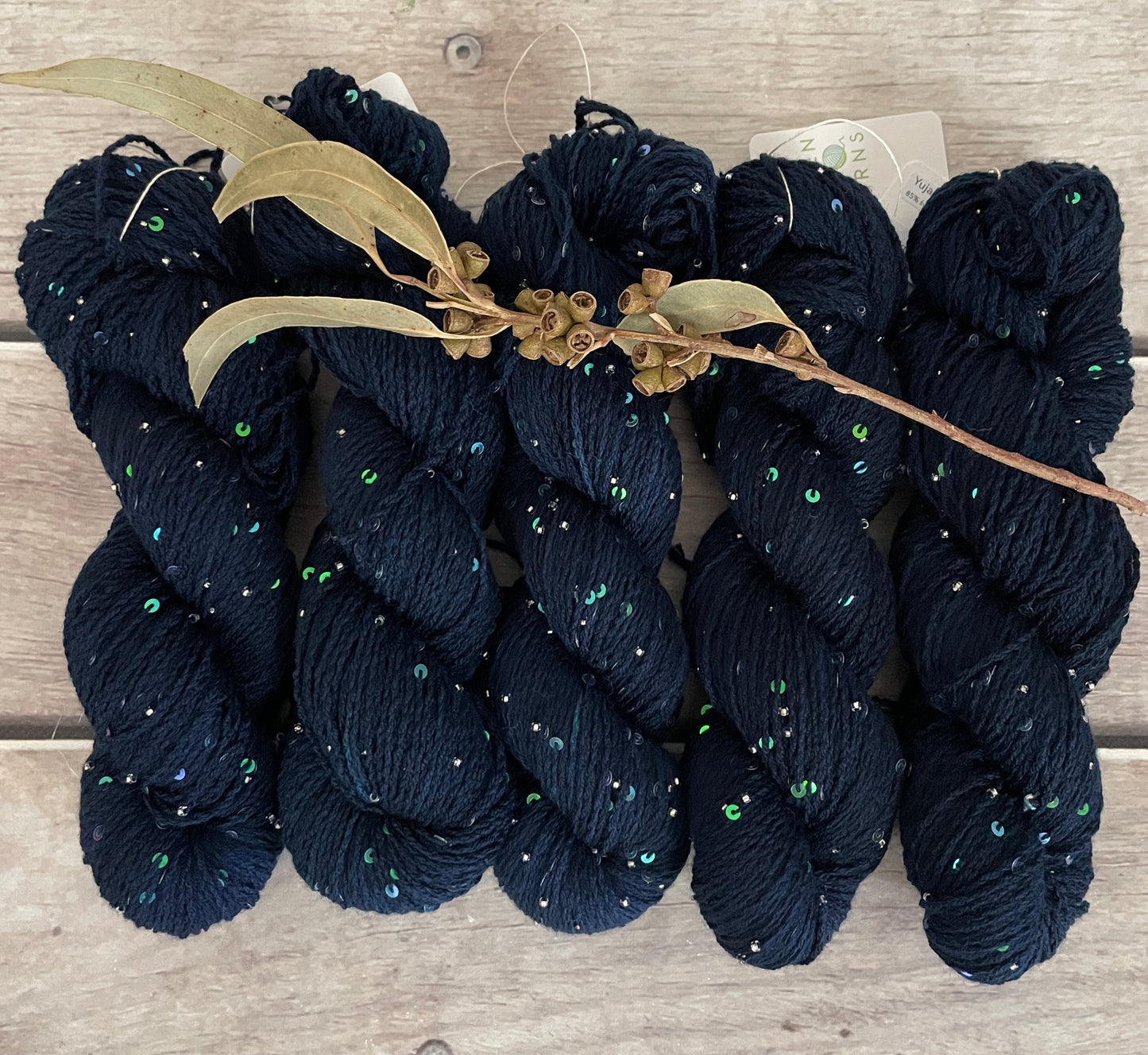 Midnight on merino bead and sequins - Yuja 8ply