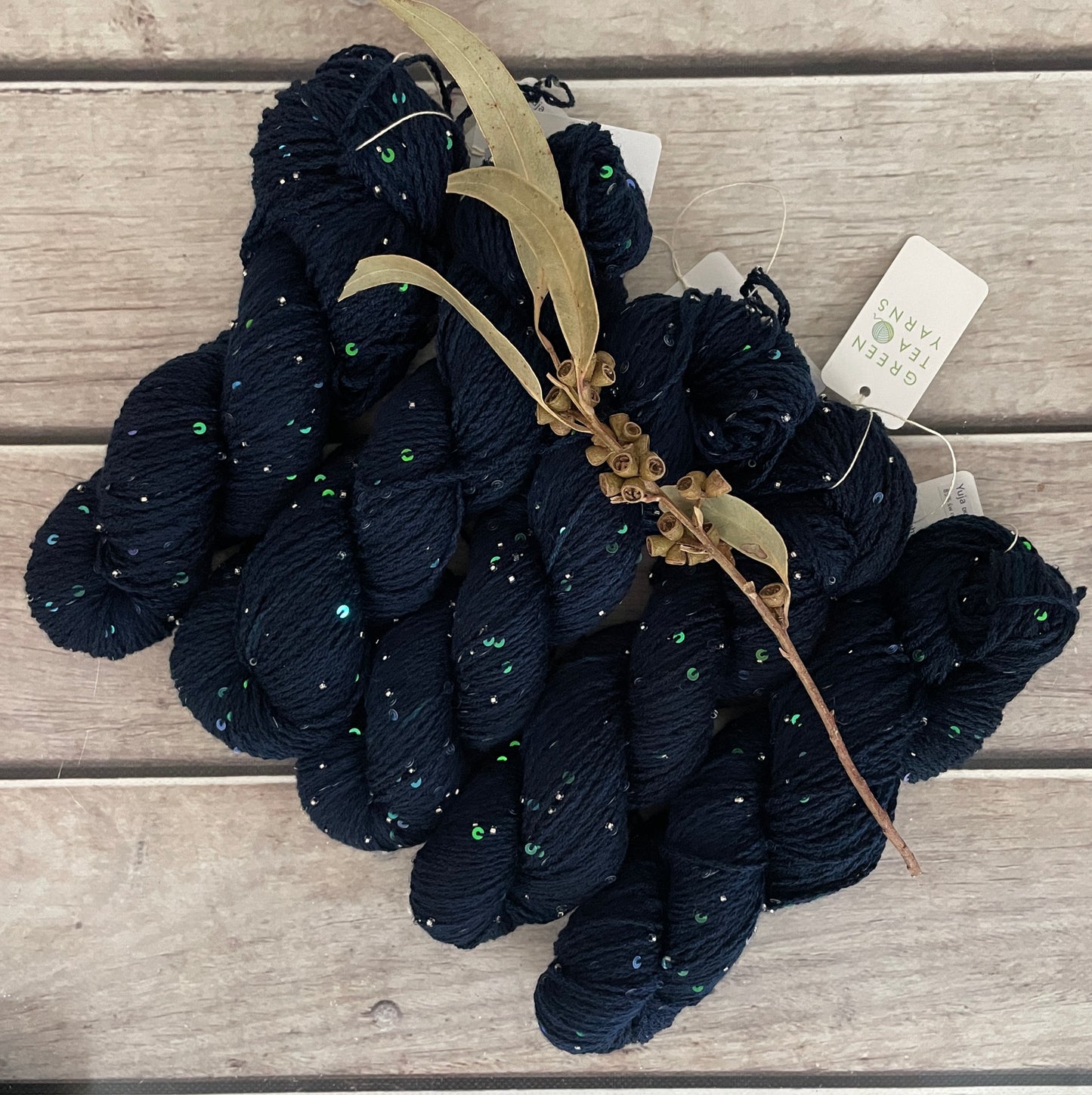 Midnight on merino bead and sequins - Yuja 8ply