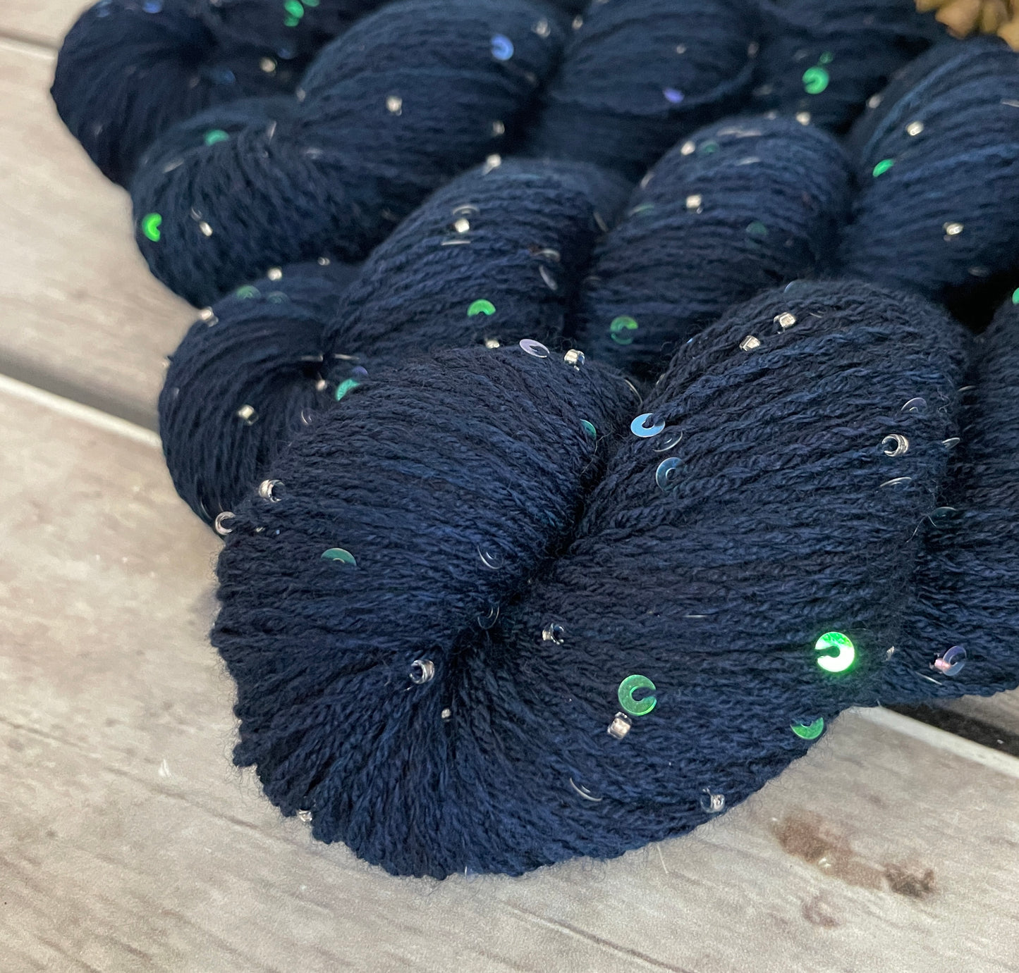 Midnight on merino bead and sequins - Yuja 8ply