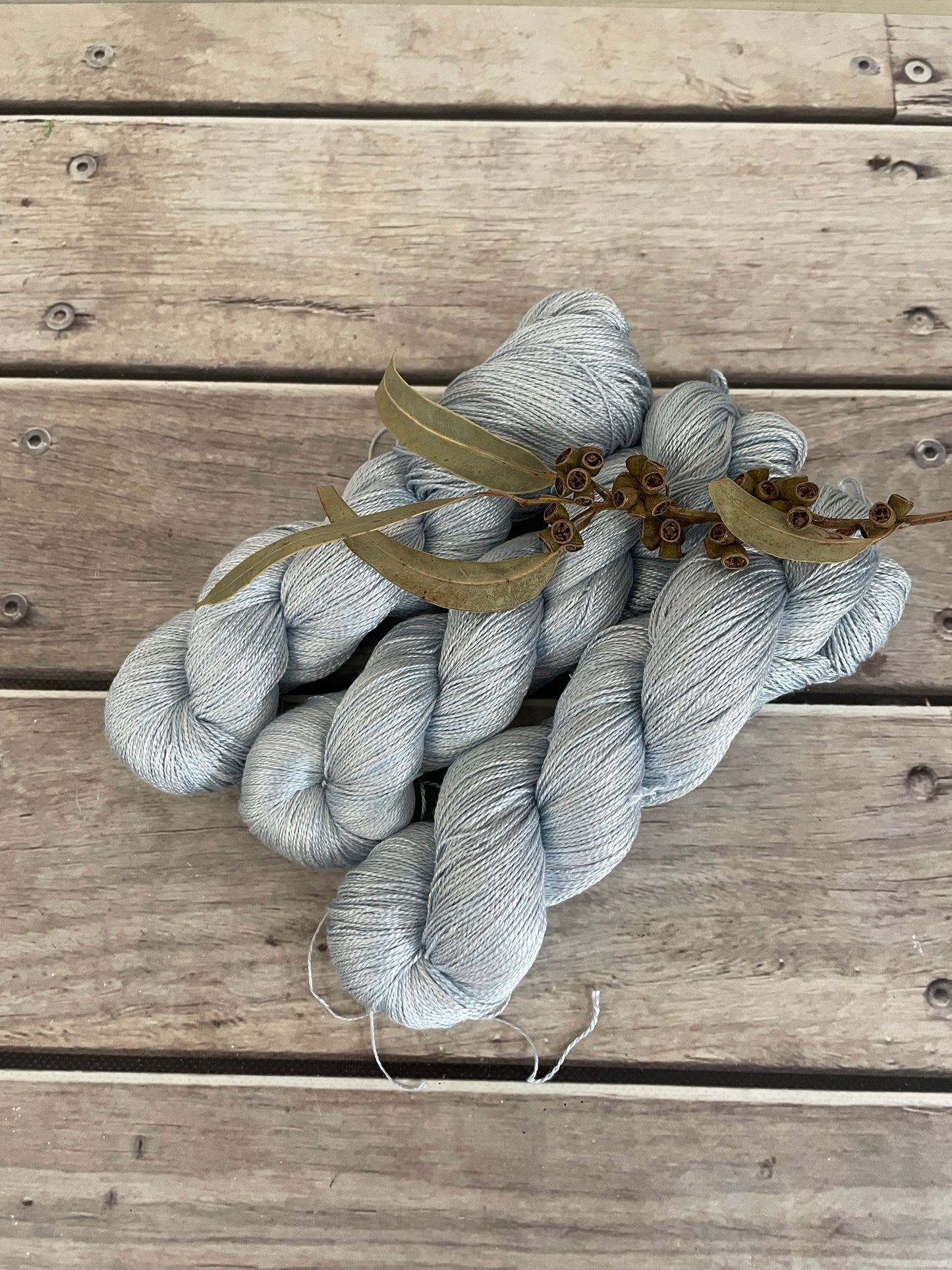 Ice Blue - 3 ply pure silk yarn - Ginseng hl