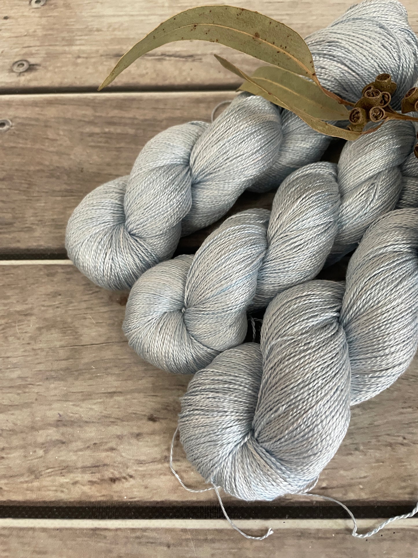Ice Blue - 3 ply pure silk yarn - Ginseng hl
