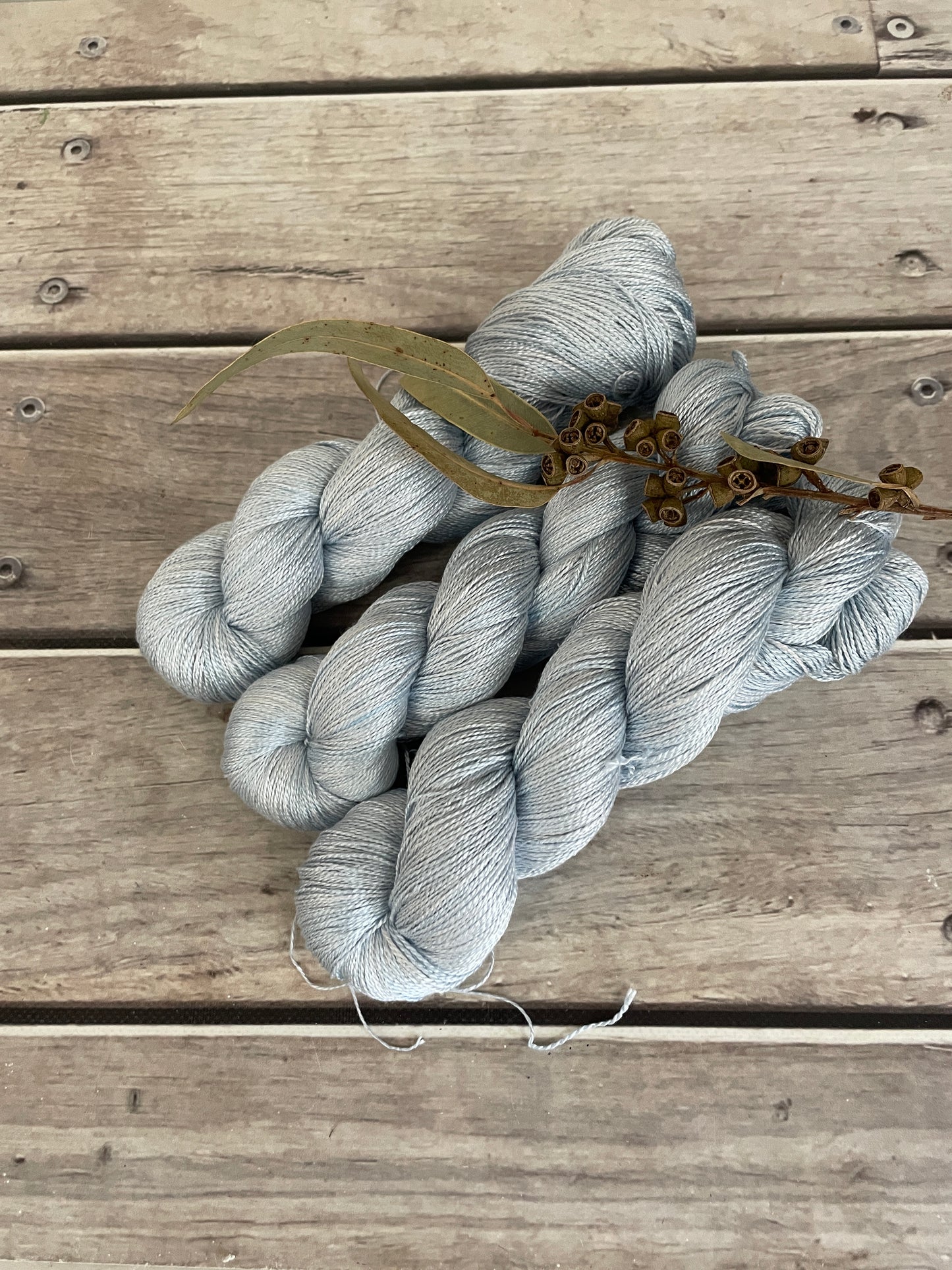 Ice Blue - 3 ply pure silk yarn - Ginseng hl