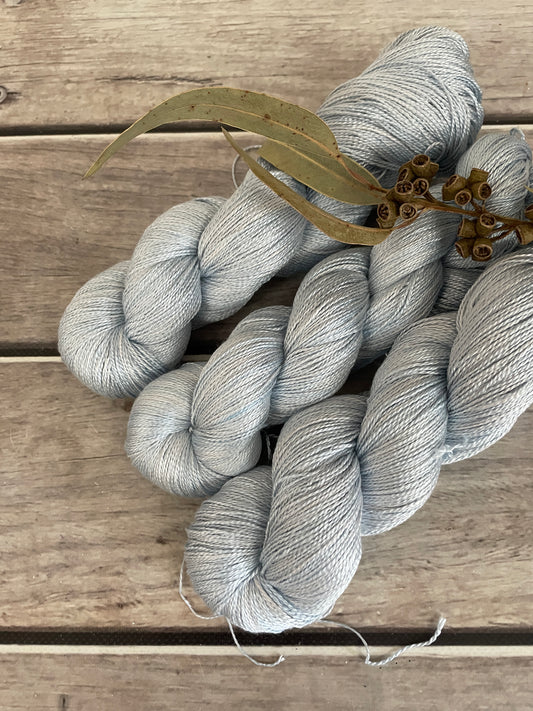 Ice Blue - 3 ply pure silk yarn - Ginseng hl