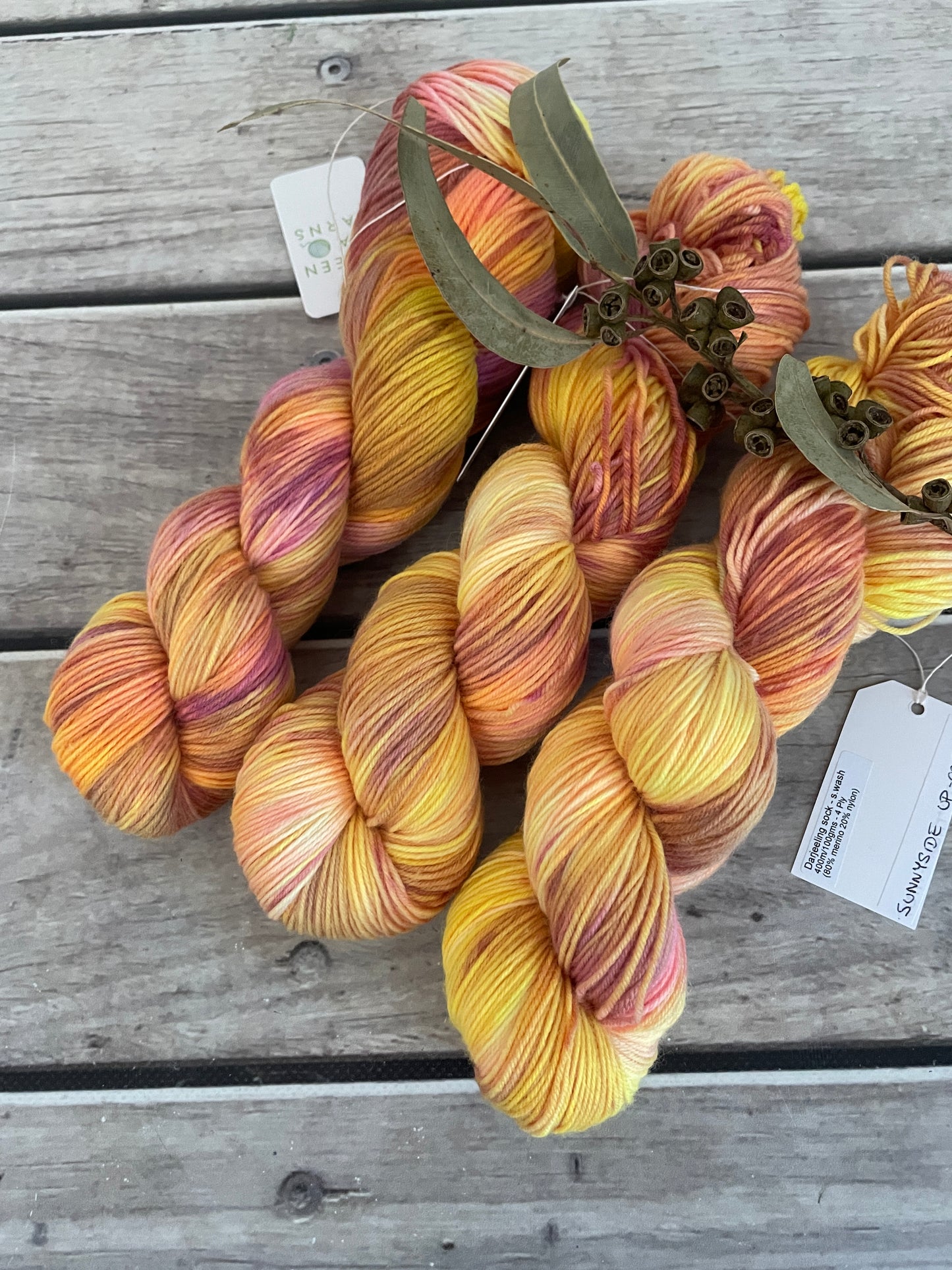 Sunnyside Up ooak - 4 ply merino/ nylon sock yarn- Darjeeling