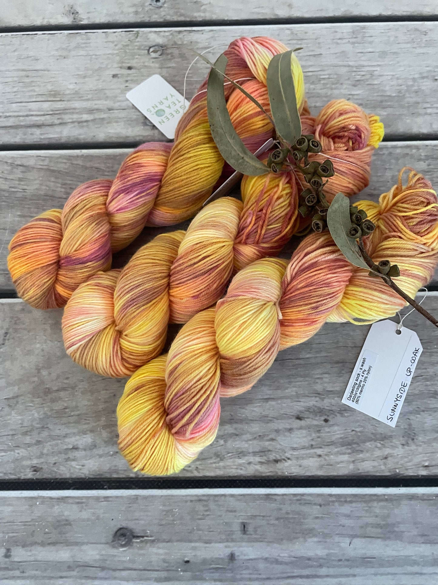 Sunnyside Up ooak - 4 ply merino/ nylon sock yarn- Darjeeling