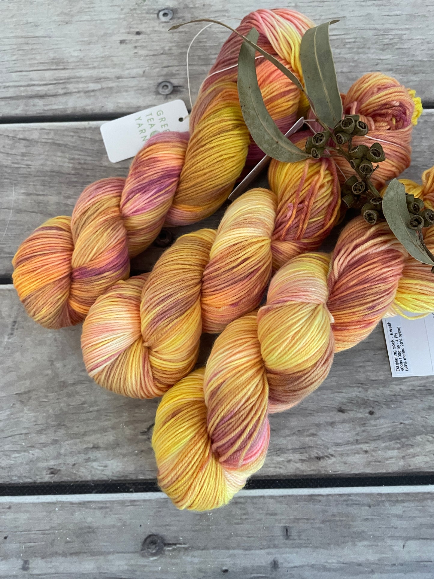 Sunnyside Up ooak - 4 ply merino/ nylon sock yarn- Darjeeling