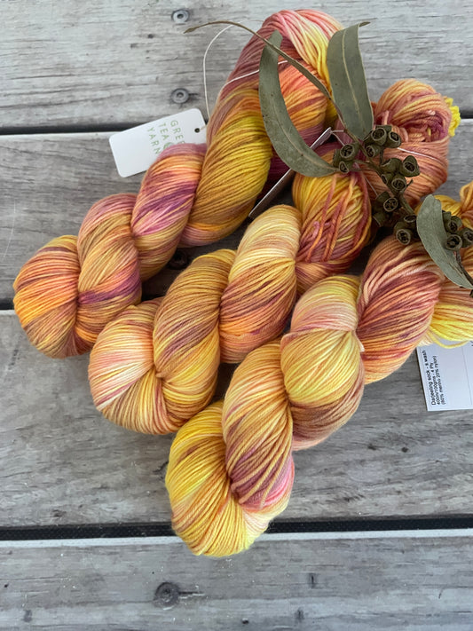 Sunnyside Up ooak - 4 ply merino/ nylon sock yarn- Darjeeling