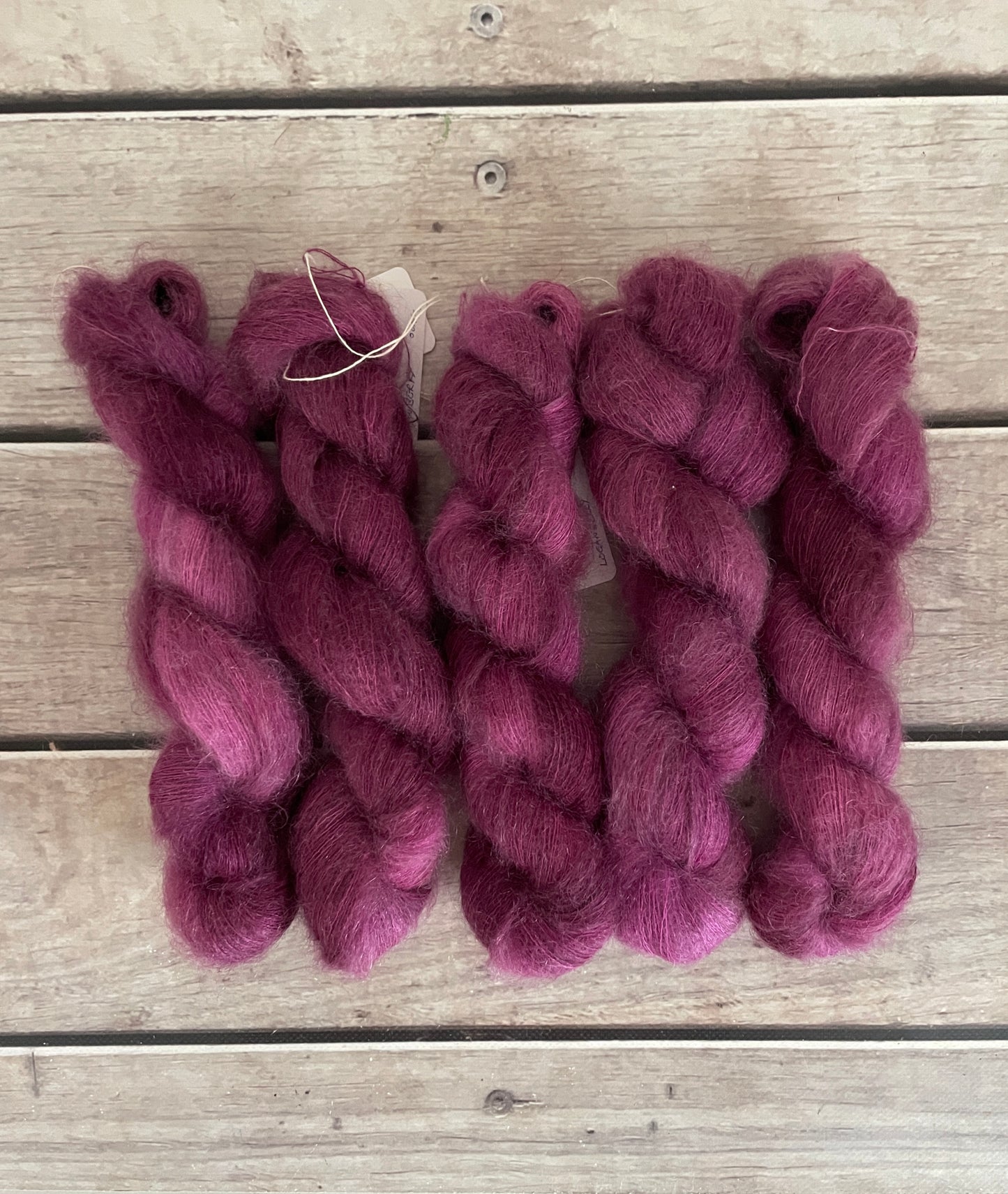 Loganberry ooak - on Shui Yun Silk and Mohair - lace weight, 2 ply