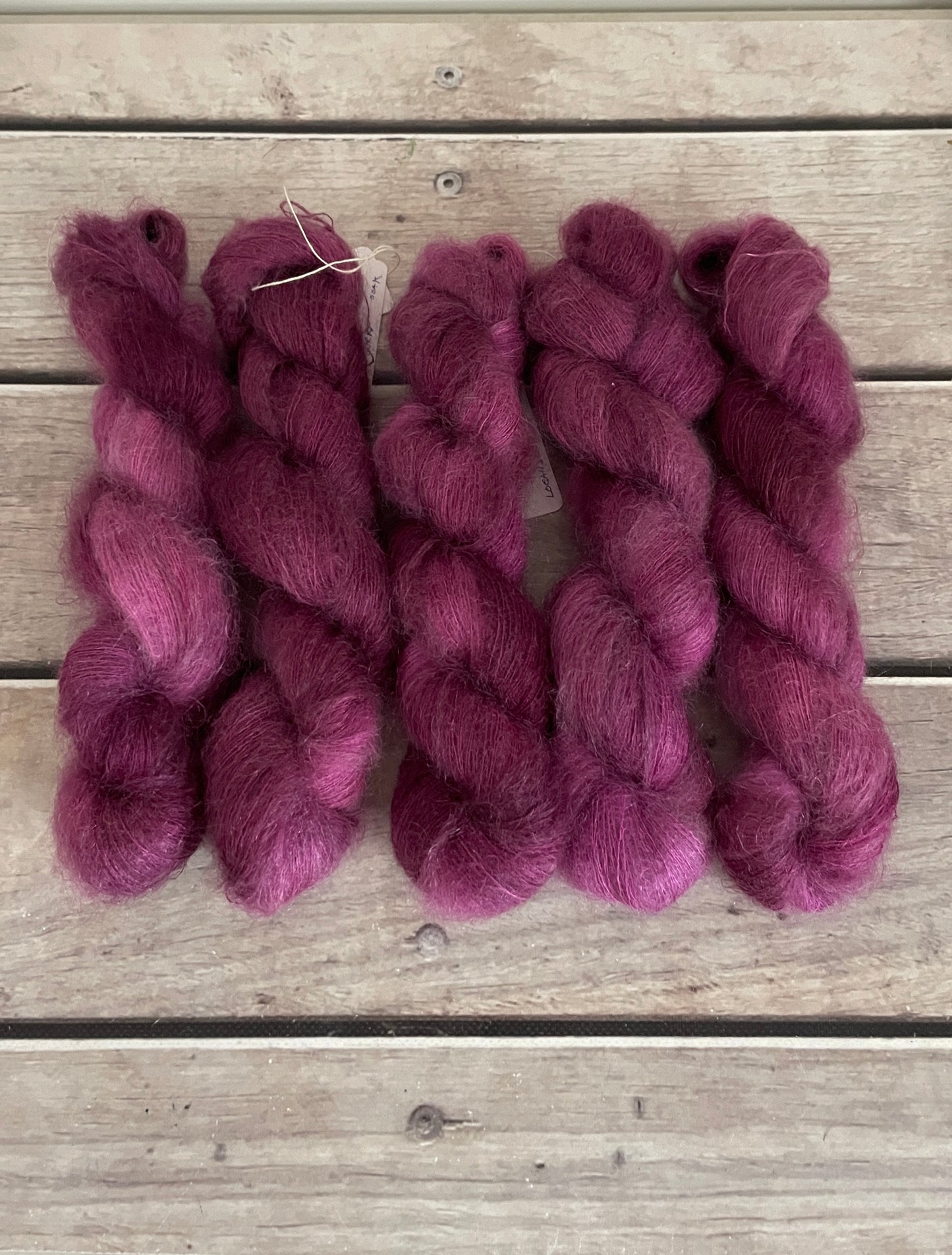 Loganberry ooak - on Shui Yun Silk and Mohair - lace weight, 2 ply