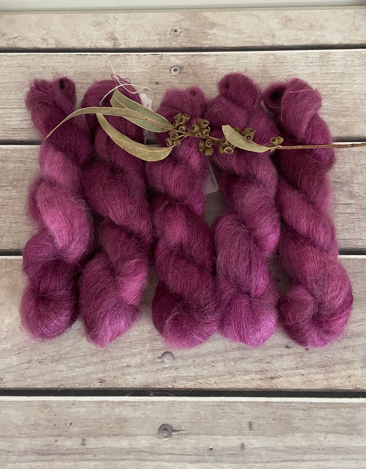 Loganberry ooak - on Shui Yun Silk and Mohair - lace weight, 2 ply