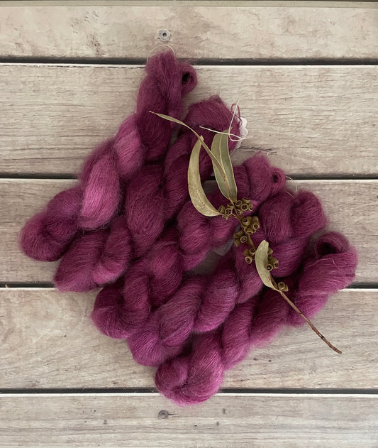 Loganberry ooak - on Shui Yun Silk and Mohair - lace weight, 2 ply