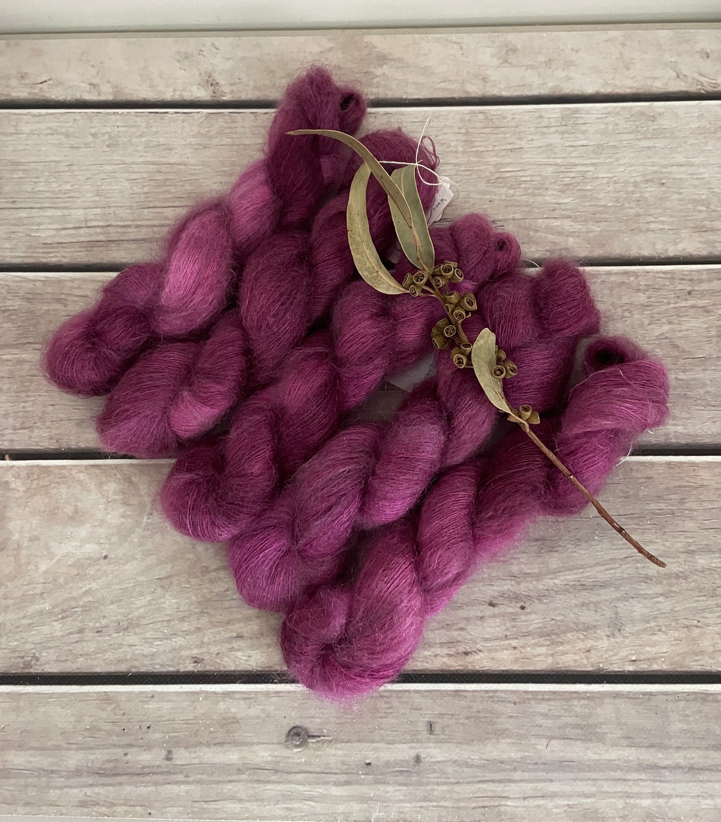 Loganberry ooak - on Shui Yun Silk and Mohair - lace weight, 2 ply