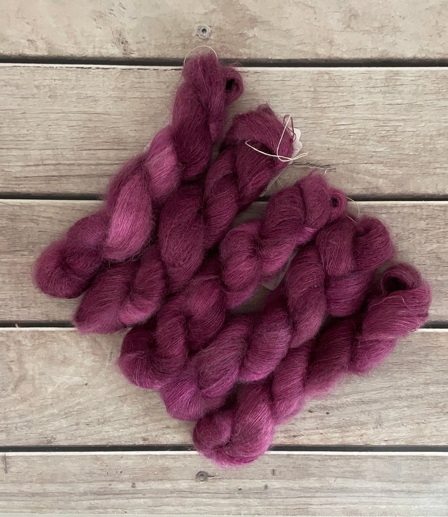 Loganberry ooak - on Shui Yun Silk and Mohair - lace weight, 2 ply