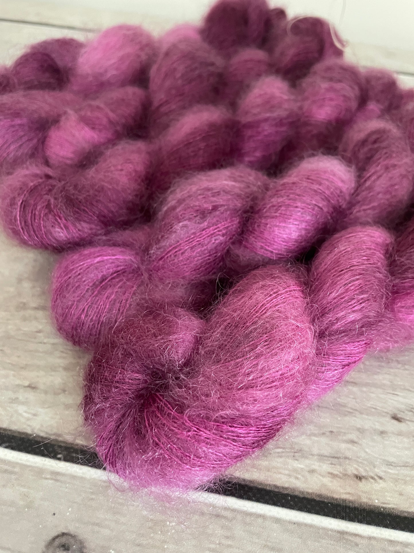 Loganberry ooak - on Shui Yun Silk and Mohair - lace weight, 2 ply