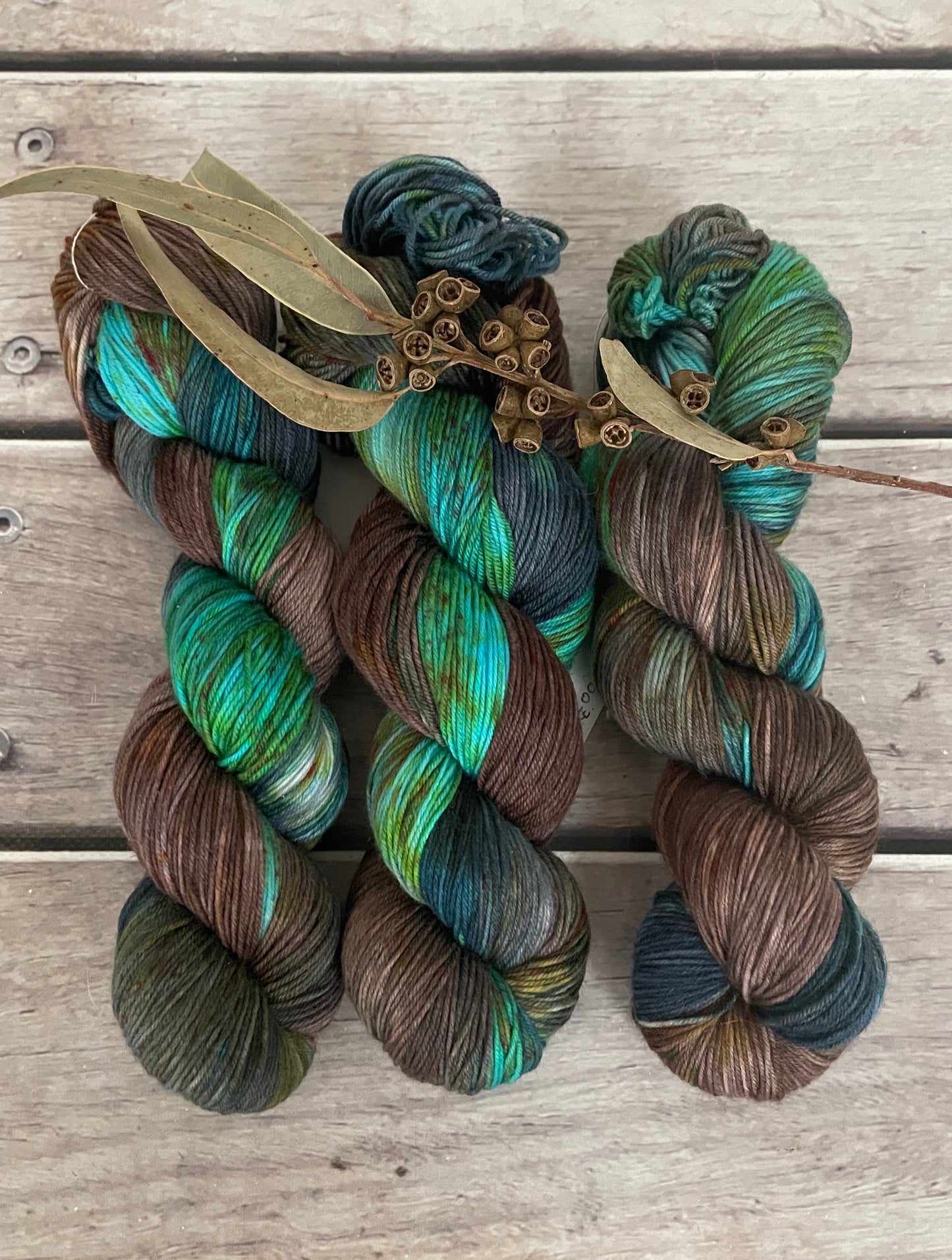 Flash of Brilliance ooak - sock yarn in merino and nylon - Darjeeling 4