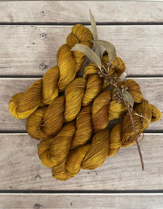 Golden Mustard  - 3 ply pure silk yarn - Ginseng hl