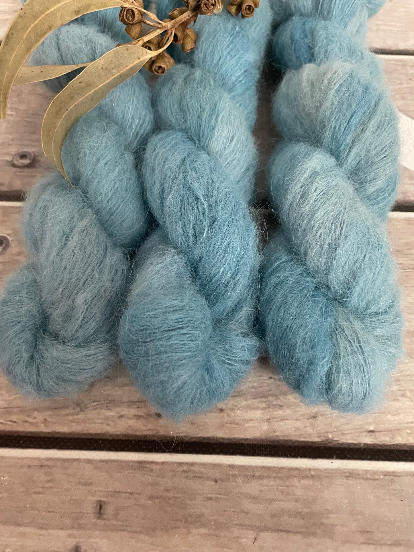 Blue Gum Mist ooak - 3 Ply baby suri/silk - Fenugreek
