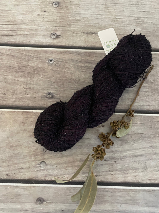 Black Cherry ooak - alpaca, silk, merino and stellina - 2 ply
