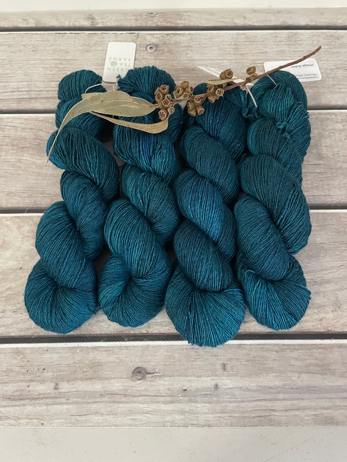 Vintage Button on Merino and Silk 4 ply single - Osmanthus