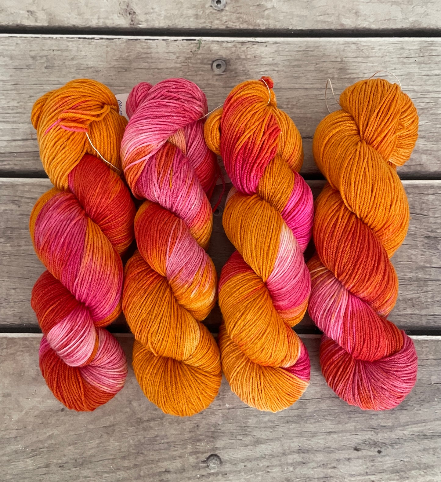Raspberry Mango ooak - 4 ply merino/ nylon sock yarn- Darjeeling