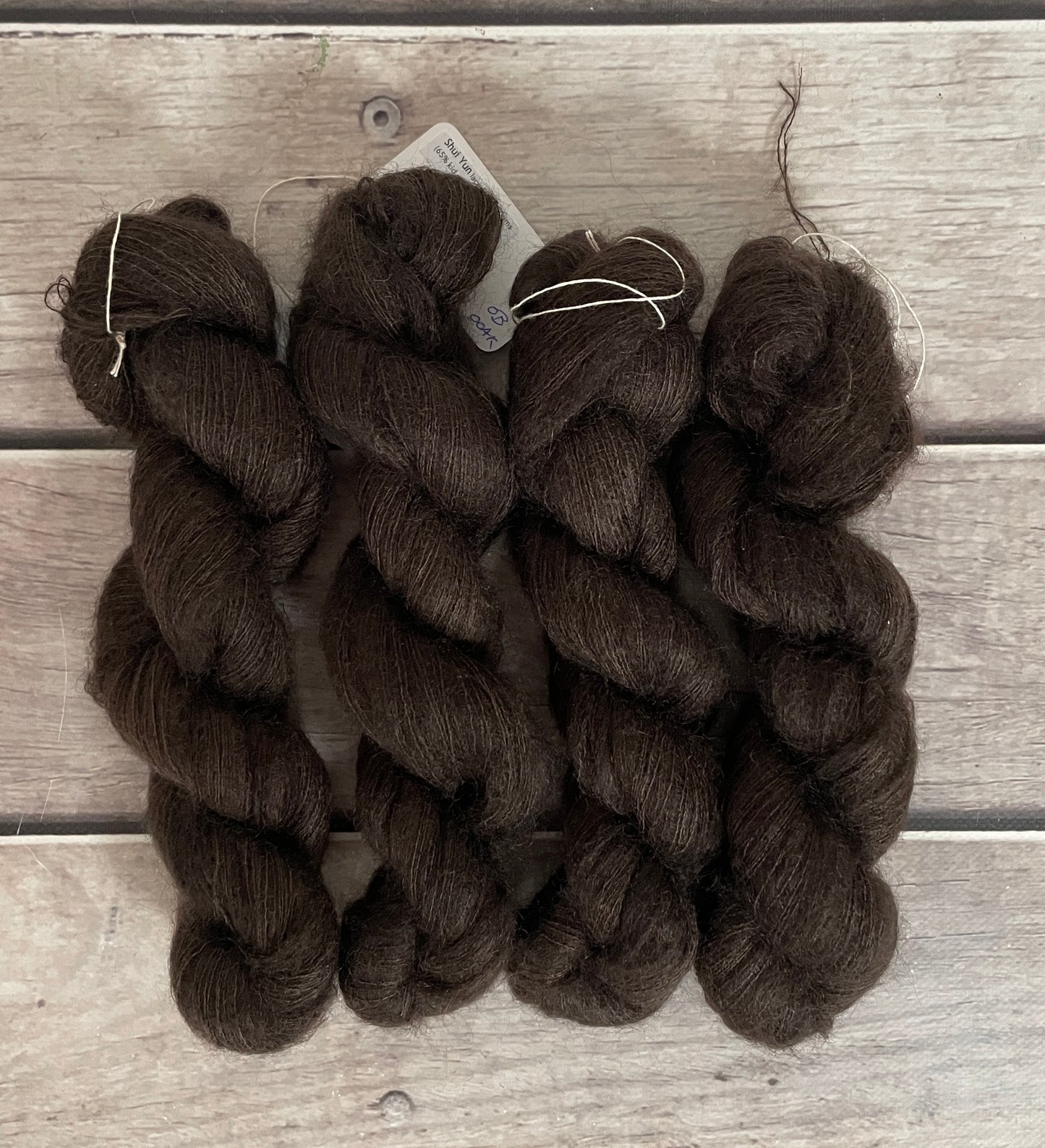 Dark Chocolate OB - on Silk and Mohair - Shui Yun, 2 ply/laceweight