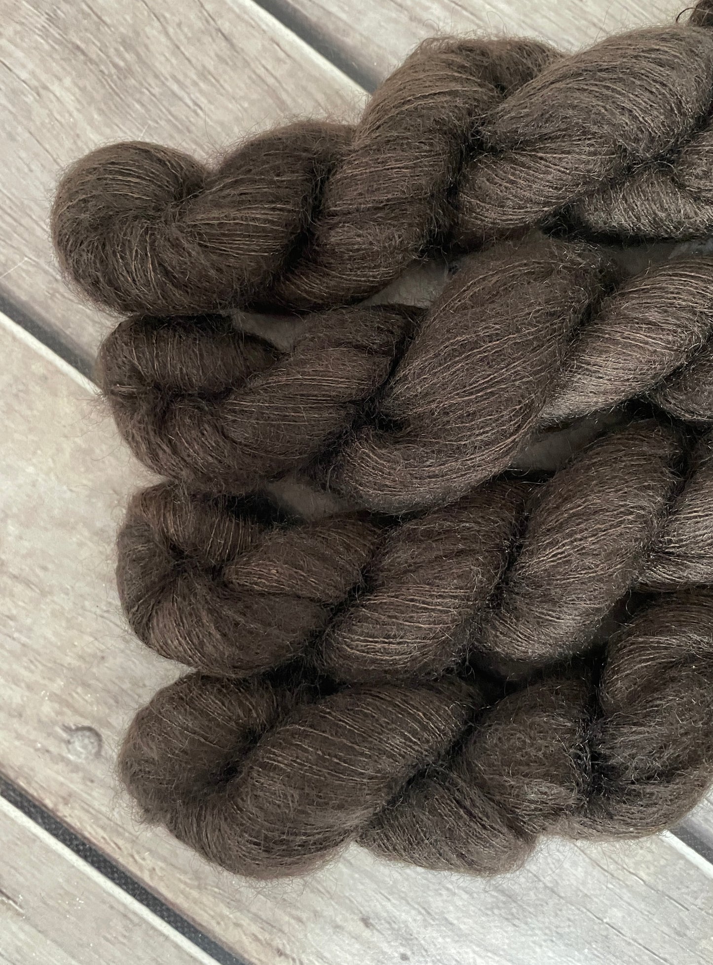Dark Chocolate OB - on Silk and Mohair - Shui Yun, 2 ply/laceweight