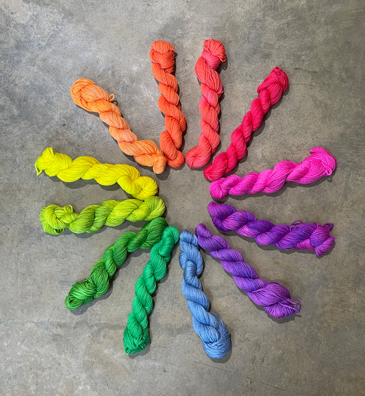 A Neon Rainbow - 12 skein redye Kit