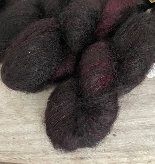 Black Cherry - on Shui Yun Silk and Mohair - lace weight, 2 ply
