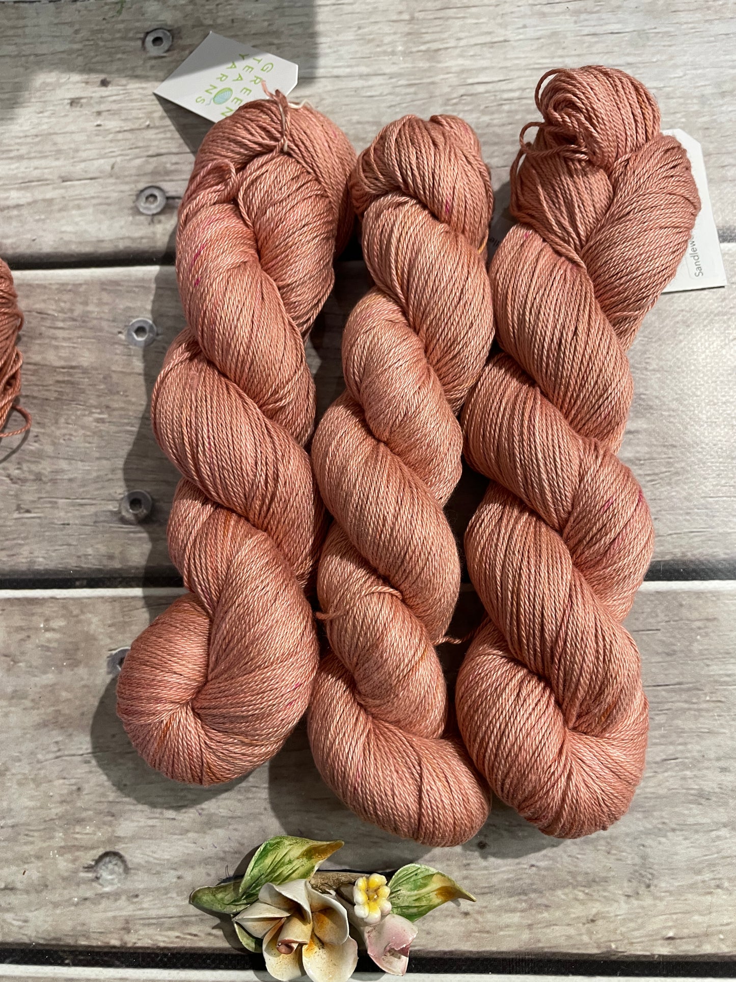 Sandalwood on Camelia - silk and cotton 4 ply