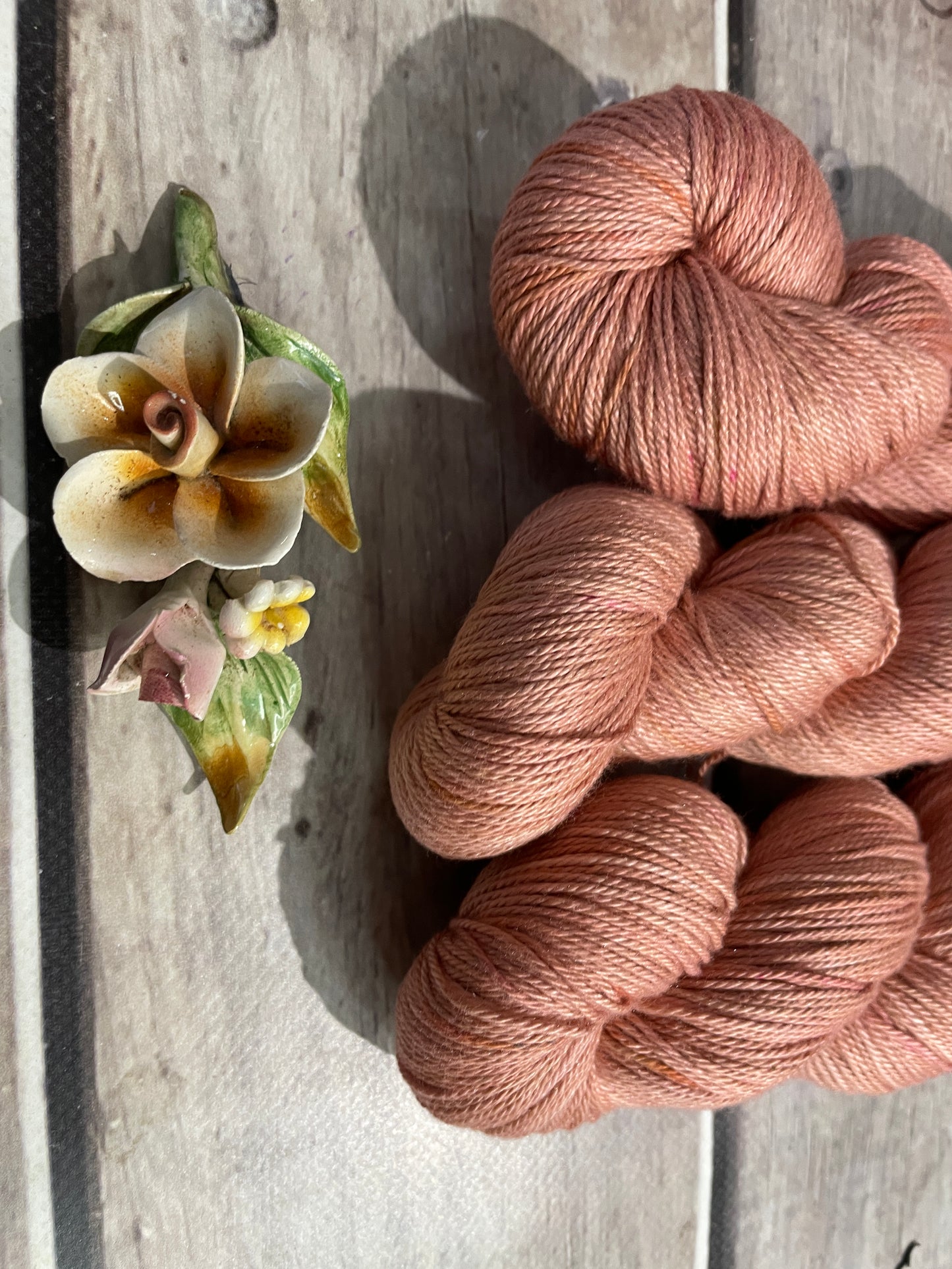 Sandalwood on Camelia - silk and cotton 4 ply