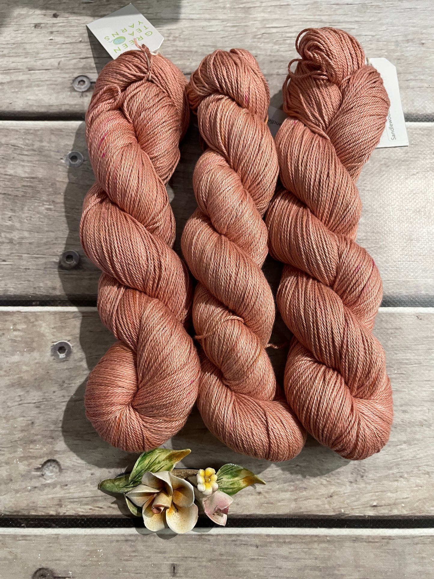 Sandalwood on Camelia - silk and cotton 4 ply