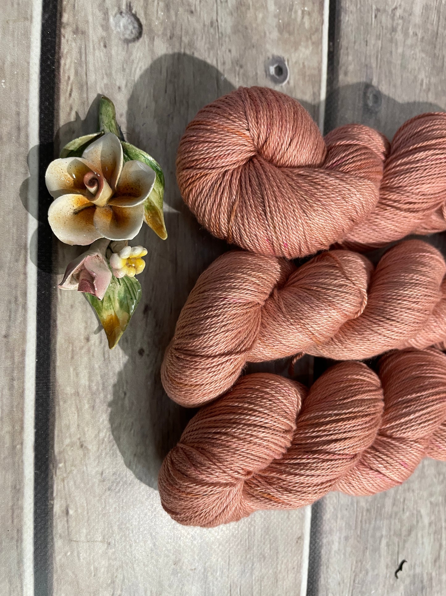 Sandalwood on Camelia - silk and cotton 4 ply