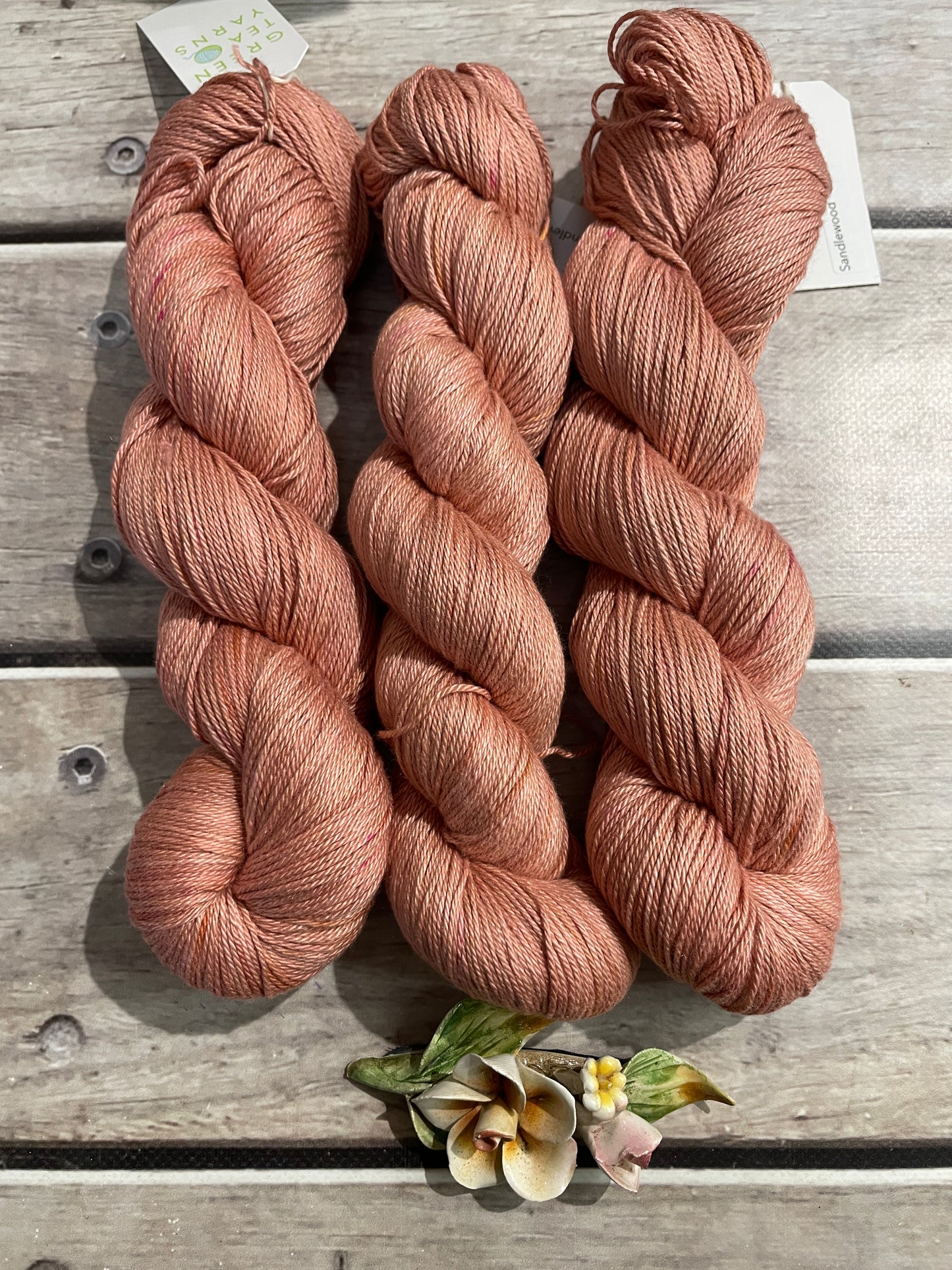 Sandalwood on Camelia - silk and cotton 4 ply