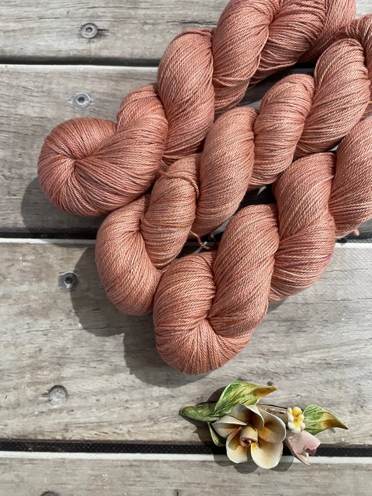 Sandalwood on Camelia - silk and cotton 4 ply