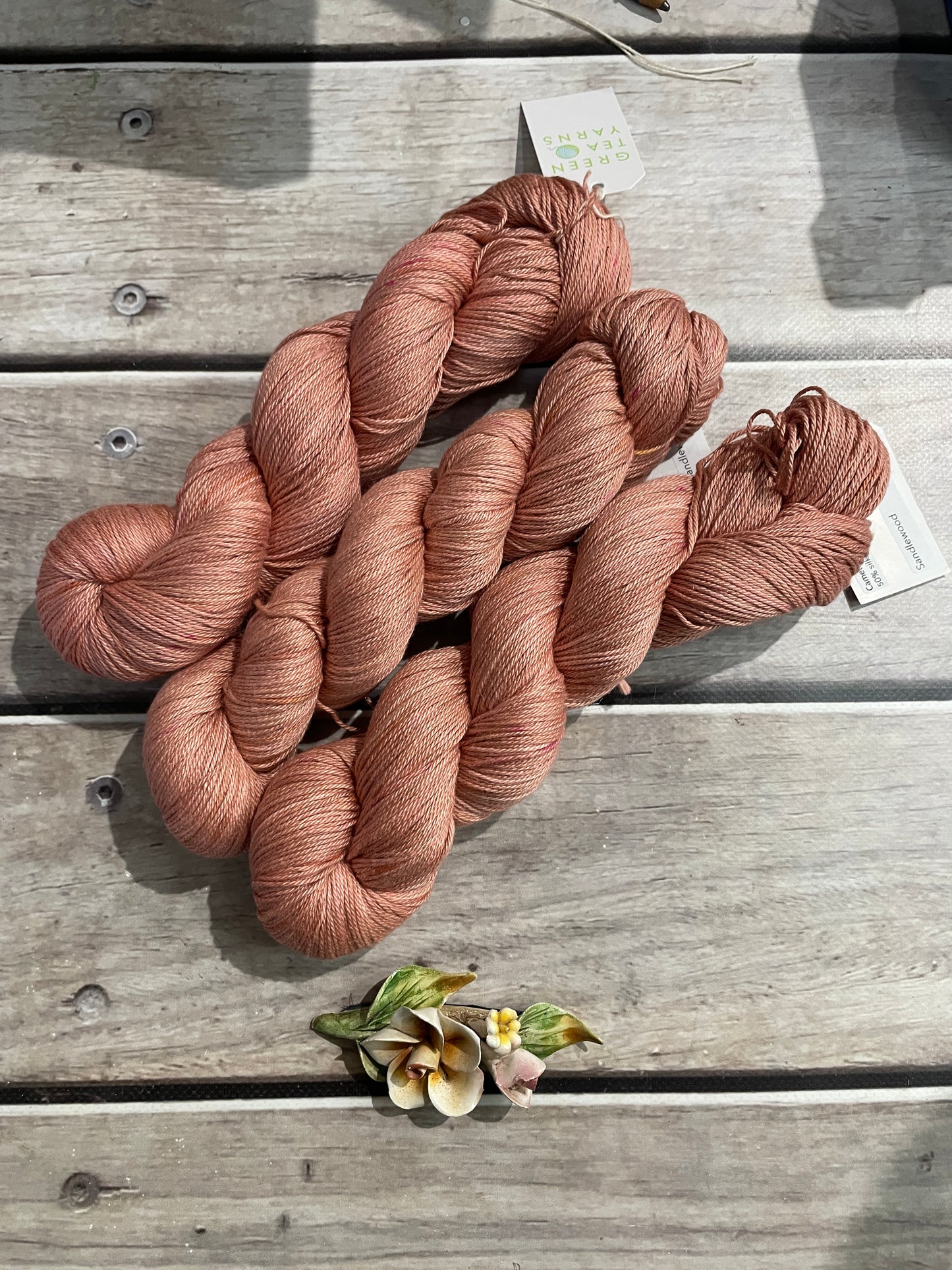 Sandalwood on Camelia - silk and cotton 4 ply