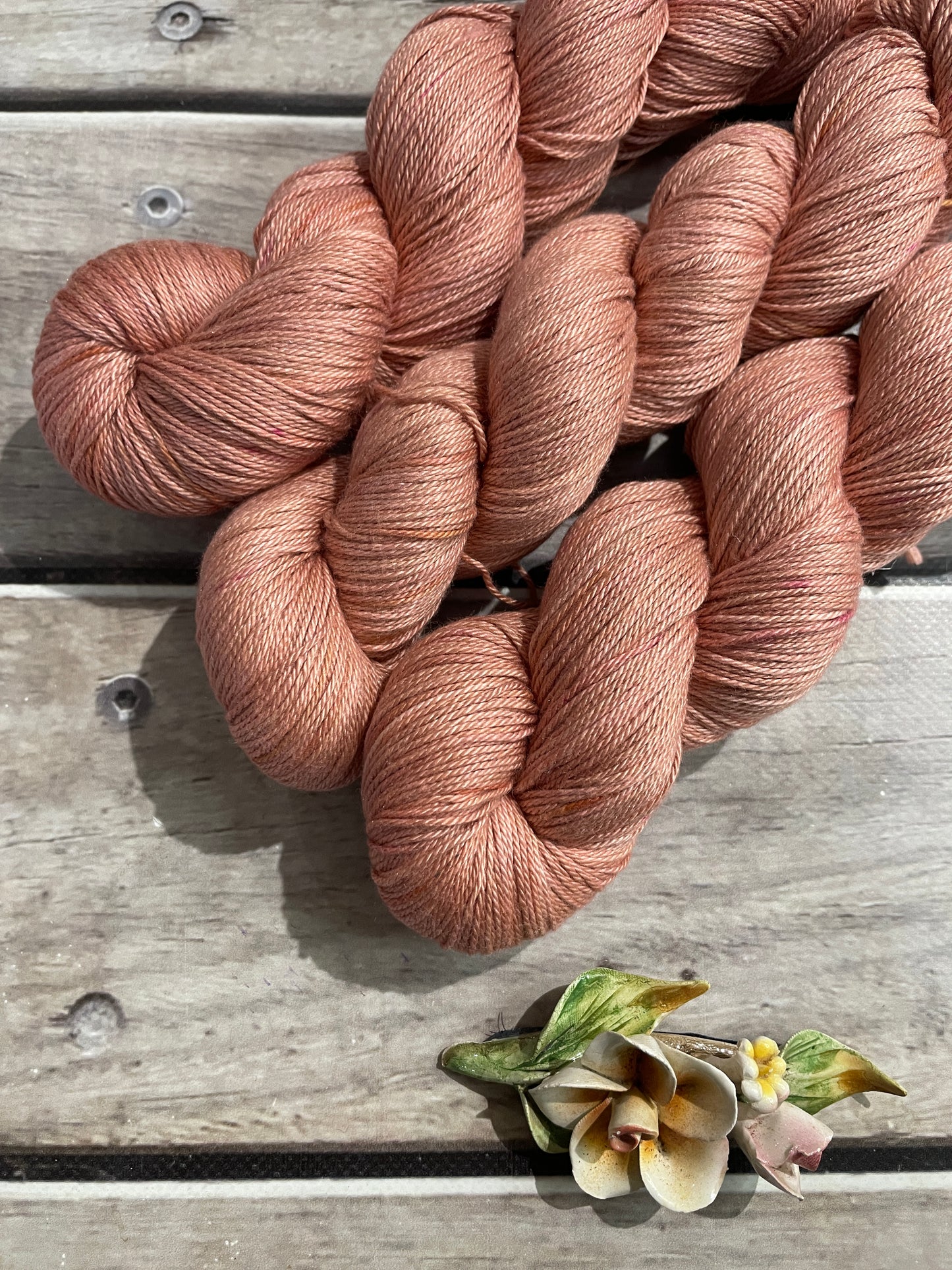 Sandalwood on Camelia - silk and cotton 4 ply